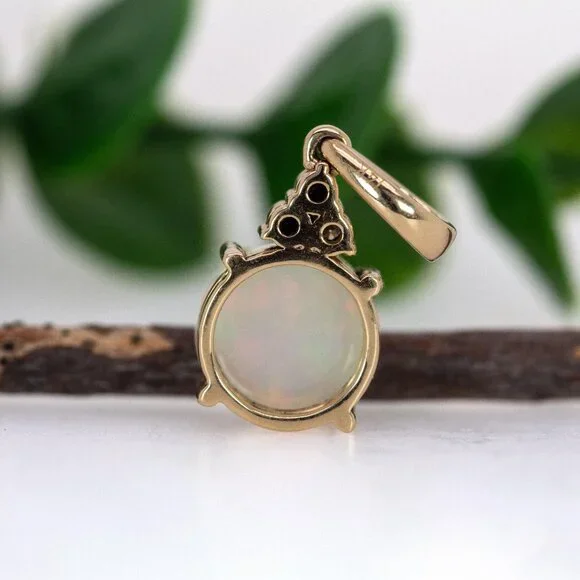 2.4cts Ethiopian Opal Pendant in 14K Solid Gold with Natural Diamond Accents - Picture 8 of 9